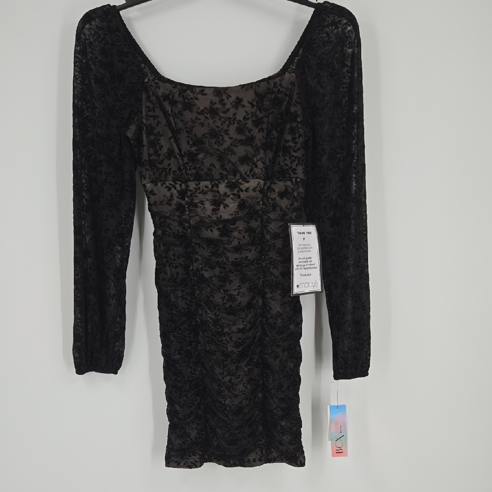 BCX Black Floral Long Sleeve Dress NWT Small